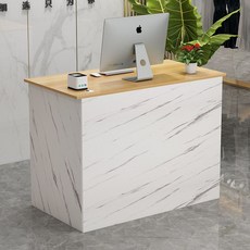 카운터 계산대 인포데스크 데스크 우드 원목 안내데스크 접수대 접수 테이블, 라이트 월넛+화이트 스톤