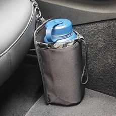 車用水壺收納袋 汽車座椅側邊置物袋 多功能車用收納 飲料架 雨傘收納, 黑, 1個