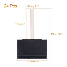 Uxcell 24Pcs 4 인치 폼 페인트 브러시 우드 핸들이있는 베벨 엣지 용 스펀지 얼룩 접착제, 1개