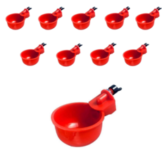 닭급수기 자동 급수컵 닭물통 병아리물통 모이통 닭사료통.닙플 10 레드