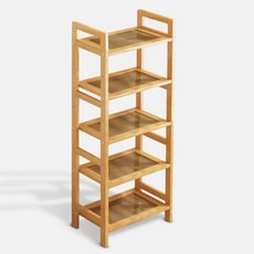 조립식 높은 폭좁은 대나무 원목선반 5단 34 간이 오픈 진열 사무실 거실벽