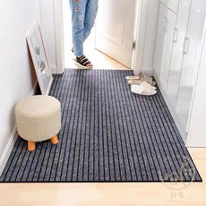 Good Lab 條紋落塵地墊 門口玄關刮泥腳踏墊 灰色 40x60cm, 1個, 黑灰色 條紋落塵墊（W0329）,40x60cm常規地墊, 黑灰色 條紋落塵墊