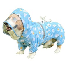 四腳全包寵物雨衣 防水耐磨 不擋視線 可牽繩, Blue, 1個