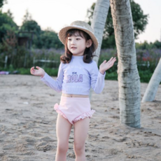 유아 래쉬가드 여아 투피스 수영복(수영모포함)