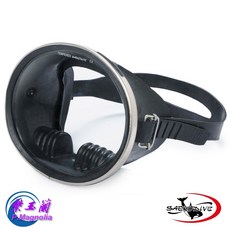 SAEKODIVE 橡膠款/矽膠款單面鏡 (海女面鏡) 紫玉蘭 1109, 黑色橡膠款+面鏡盒