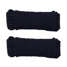 2피스 다이아몬드 브레이드 로프 옷 걸이 스트링 실내 유틸리티 빨랫줄 타이 풀 매듭 캠핑 아웃도어 퍼플 10M 139882, 10m 나일론 빨랫줄 블랙 2팩