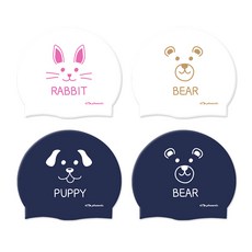 국내생산 피닉스 디자인 실리콘 어린이 아동용 수영모 동물친구들 생존수영템, White Rabbit