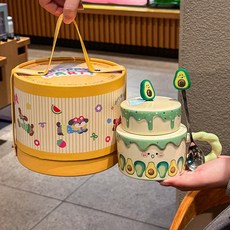 onyou 케이크 머그컵 도자기 선물 감성 귀여운 생일선물 (선물포장 옵션), 1개, 아보카도 (포옹 통 선물 상자)