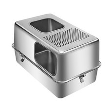 封閉式不鏽鋼貓砂盆 特大號防外濺雙層寵物用品, 1個, 60*40*35