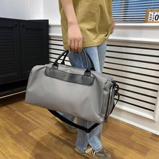 Cai semao 健身包 乾濕分離 游泳運動包 短途旅行行李袋, 灰色升級可套拉桿, 1個