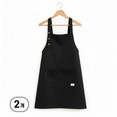 휘케이 길이조절 주방 오염방지 방수 앞치마 세트, 1개, 블랙+블랙