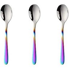 일본 직배송 티스푼 커피스푼 디저트스푼 2개 세트 18-8 스테인리스 스틸 소재 가볍고 세련된 티타늄 마감 식기세척기 사용 가능 다양한 색상실버 로즈골드 제공, 3)은색상 가득