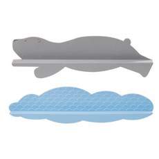 廚房水池擋水板 檯面防水神器 家用竈臺防油 洗手臺吸盤式防濺水, 【2個特惠】灰熊和雲朵淺藍, 1個