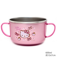 韓國 lilfant 凱蒂貓304不鏽鋼兒童餐具組, 1個, 特大碗600ml, 粉紅色, 學習筷、湯匙、叉子、水杯