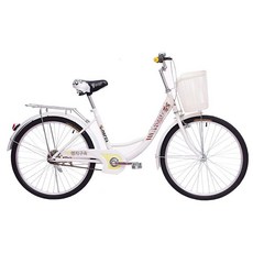 해이프 출퇴근용 바구니 자전거 접이식 26인치 24인치, 26inch, 6단, 화이트 최고급형 비공기 실린더 타이어