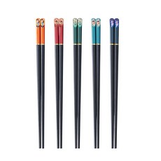 창의적 미끄럼 방지 가정용 젓가락, 5쌍, 고대 신화(검은색)