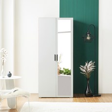 동서가구 칸나 전신거울 싱글 옷장 이불장 장롱 800 DF922107, 화이트