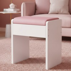 더 풀 현관 화장대 원목 보조의자 벤치 스툴, 핑크, 1개