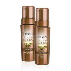 Jergens Natural Glow 인스턴트 선 바디 무스 딥 브론즈 탠용 셀프 태너 자연스러운 색상을 위한 선리스 태닝 바디 브론저 170g(6온스) 2개 팩