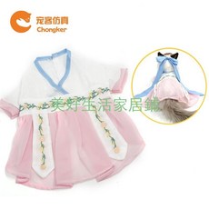 玩偶，限時下殺Chongker寵客模擬猫咪寵物衣服可愛小裙子漢服蝴蝶結運動裙joe182450, 1個, 黃色蝴蝶結,M-中型