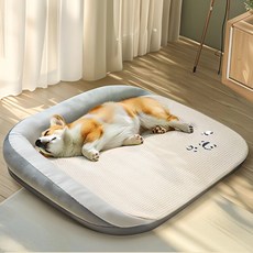 SERENDI 반려동물 쿨매트 판다자수 냉감섬유 고밀도폼 미끄럼방지 방습 방수, 그레이, 1개