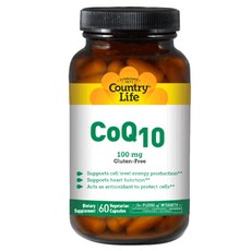 Country Life 輔酶Q10維生素素食膠囊 100mg, 60顆, 1罐