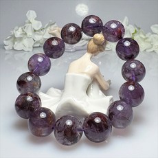 G59 上帝指紋紫幽靈水晶手串 大顆粒手珠 無注膠無染色 女款手鍊 15.7mm