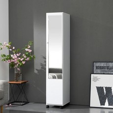 이동식 행거장 옷걸이 수납 300 거울 모던, 오크