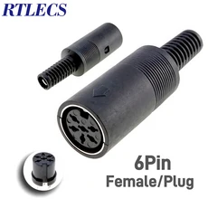 2/5개 3P 13핀 DIN 수/암 플러그 소켓 잭 플라스틱 손잡이 키보드 케이블 커넥터 어댑터 PS2, 01 2pcs, 08 6Pin Female Socket