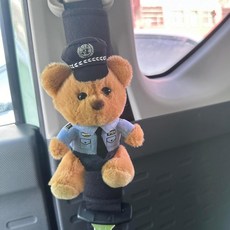汽車安全帶護肩套 可愛小熊卡通設計, 1個, 黑護肩一個 + 小熊藍色