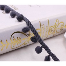 코튼원단 미니 진주 폼폼 프린지 리본 재봉 레이스 니트 원단 수제 DIY 공예 액세서리 4 야드 트림 볼 10 mm, 4yard, 15 gray, 1개