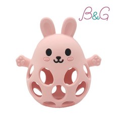 B&G 咬咬派對動物造型手握固齒器，多款可愛造型可選，安全無毒材質，舒緩寶寶長牙不適, 1個, 粉兔