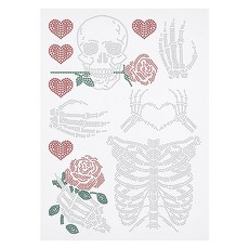 1개 유리 핫픽스 라인스톤 다리미 부착형 의상 액세서리 (해골 모양 옷 가방 바지용) 297x210mm, 혼합색