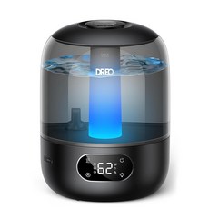 DREO 침실용 가습기 3L 탑 필 30H 및 26dB 조용한 작동 시간 습도 센서가 있는 쿨 미스트 초음파 가정 아기 아기방 식물을 위한 야간 조명 뉴 에디션, Black, Standard