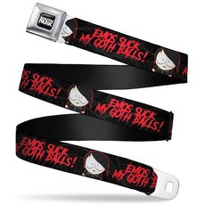 121275 Comedy 중앙 벨트 안전벨트 버클 South Park Goth Firkle Emos Sucks My Balls 블랙 그레이 조절 가능 블랙.