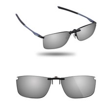 Fiskr 오클리 소켓 5.0 OX3217 57mm용 편광 클립온 선글라스 - 자외선 차단 - 남성 및 여성용 범용 핏 메탈릭 실버