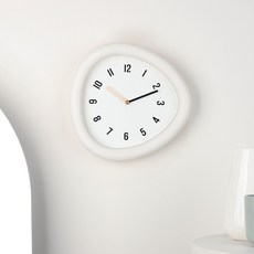 8무드 미니멀 페블 무소음 벽시계 벽걸이 시계 25cm, 소프트 크림