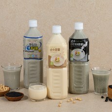 [솜이담이] 국산콩100% 순수콩물 3종(백태 서리태 흑임자) 1리터 2병, 서리태콩물 1LX2병, 1L