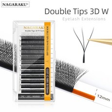 NAGARAKU 3D WW 속눈썹 연장 블리스 터 미리 만들어진 팬 더블 팁 12 라인/트레이 더 가볍고 부드러운 가짜, 01 D, 01 0.07mm, 12 11mm, 1개