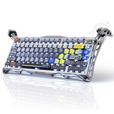 GravaStar Mercury K1 Pro 무선 기계식 게이밍 키보드 75% 레이아웃 RGB 맞춤형 키보드 핫 스왑 가능 선형 스위치 - 알루미늄 합금 성간 실버 브러시, Interstellar Silver