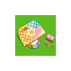 [위글위글] 패턴 파우치 기본 핸드폰 화장품 미니 이너백 - Pastel Patchwork, Cherry