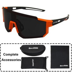 광변색 사이클링 안경 산악 자전거 선글라스 라이딩 야구 스포츠 고글, 1개, 4. Orange Black