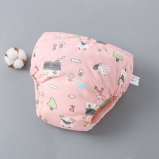 六層紗學習褲，商檢合格，透氣舒適，寶寶學習褲，卡通圖案，環保可洗, 1個, 313綿羊小屋