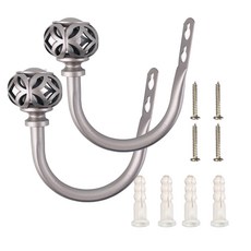 2개 장식 커튼 드레이퍼 고정식 헤비 듀티 커튼 U자형 후크 벽 장착 커튼 타이백 나사 포함, 실버