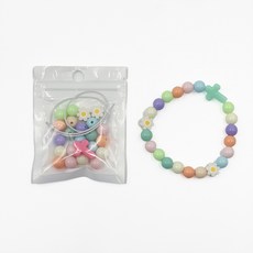 은센 교회 팔찌 만들기 DIY 키트 재료 전도 복음 기독교 십자가 비즈 교회 선교 용품 단체 활동, 1세트, 파스텔 키트