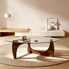 New World 소파테이블 강화유리 거실 티테이블 커피 테이블114CM NTCJ, 투명+브라운 114CM