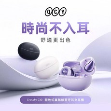 QCY Crossky C30 開放式真無線藍牙耳夾 AI降噪 防水防汗, 黯夜黑
