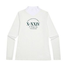 JDX 여성 브이 하이넥 티셔츠 - X4TLU7482WH