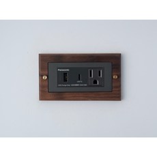 Panasonic 黑胡桃木紋 USB充電插座面板, 1個, 灰