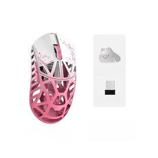 WLMouse Beast x M Pro 초경량 게이밍 마우스 8K 마그네슘 PAW3950HS, 화이트 핑크 OMRON(Side Slits)